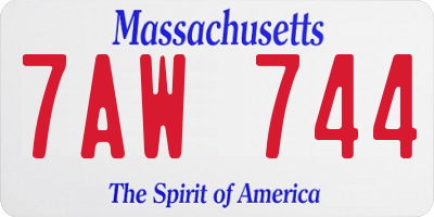 MA license plate 7AW744