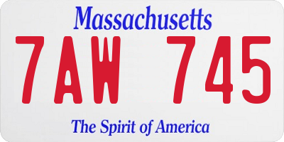 MA license plate 7AW745