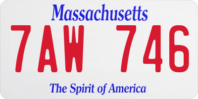 MA license plate 7AW746