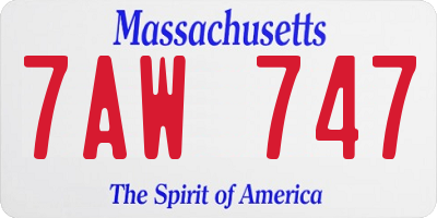 MA license plate 7AW747