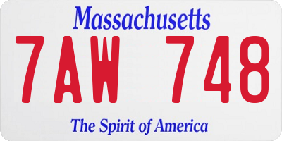 MA license plate 7AW748