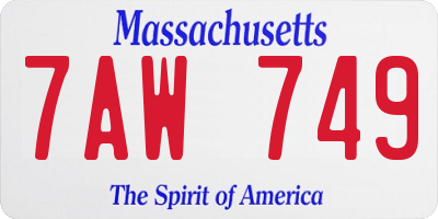 MA license plate 7AW749