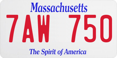 MA license plate 7AW750