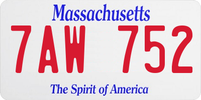 MA license plate 7AW752