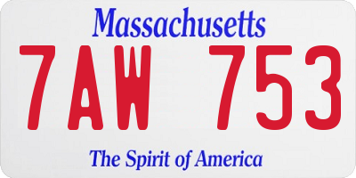 MA license plate 7AW753