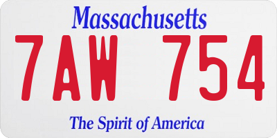 MA license plate 7AW754