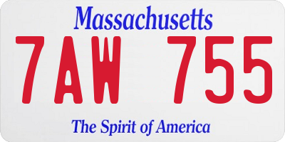 MA license plate 7AW755