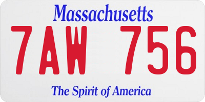 MA license plate 7AW756