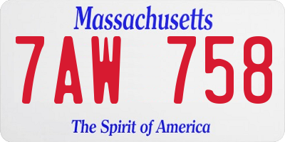 MA license plate 7AW758