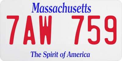 MA license plate 7AW759