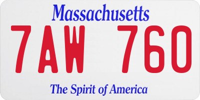 MA license plate 7AW760