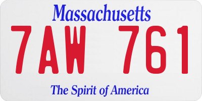 MA license plate 7AW761