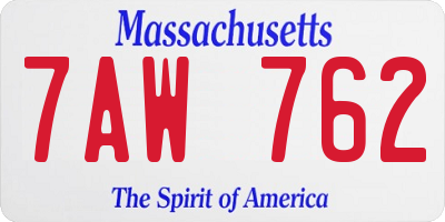 MA license plate 7AW762