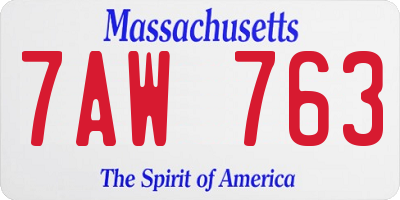 MA license plate 7AW763