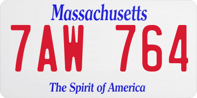 MA license plate 7AW764