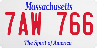 MA license plate 7AW766