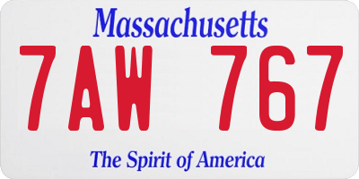 MA license plate 7AW767