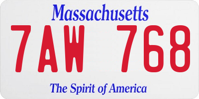 MA license plate 7AW768