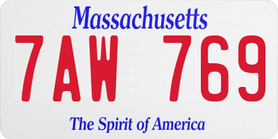 MA license plate 7AW769