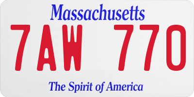 MA license plate 7AW770