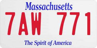MA license plate 7AW771