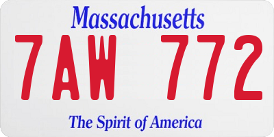 MA license plate 7AW772