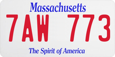 MA license plate 7AW773