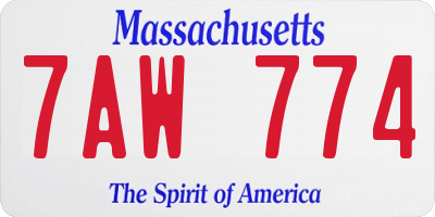 MA license plate 7AW774