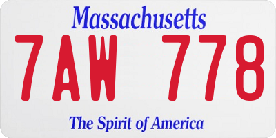 MA license plate 7AW778