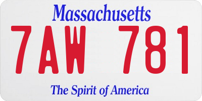 MA license plate 7AW781
