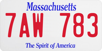 MA license plate 7AW783