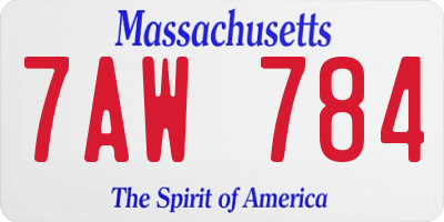 MA license plate 7AW784