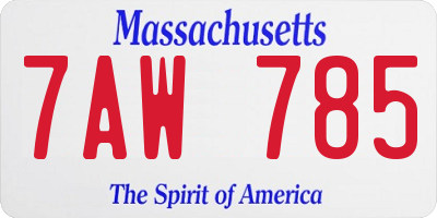 MA license plate 7AW785