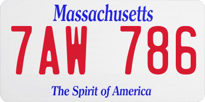 MA license plate 7AW786