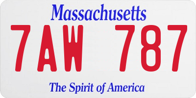 MA license plate 7AW787