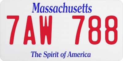 MA license plate 7AW788