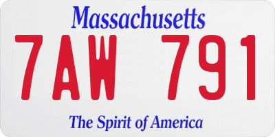 MA license plate 7AW791
