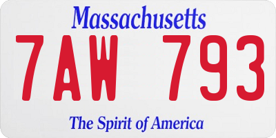 MA license plate 7AW793