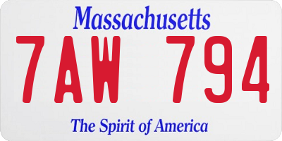 MA license plate 7AW794