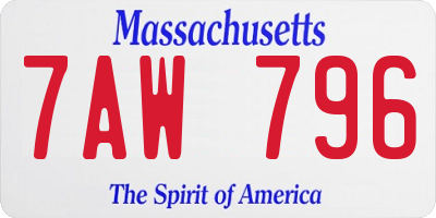 MA license plate 7AW796