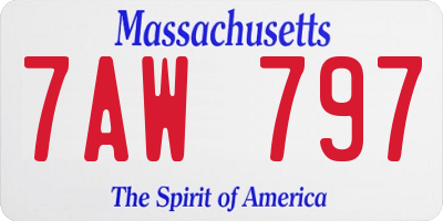 MA license plate 7AW797