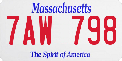 MA license plate 7AW798