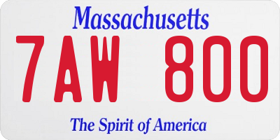 MA license plate 7AW800