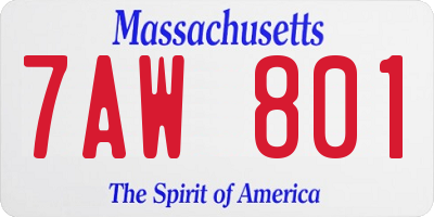 MA license plate 7AW801