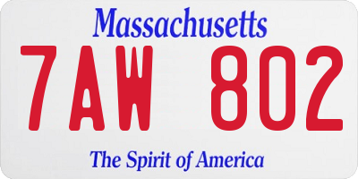 MA license plate 7AW802