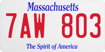 MA license plate 7AW803