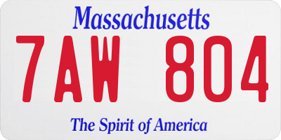 MA license plate 7AW804