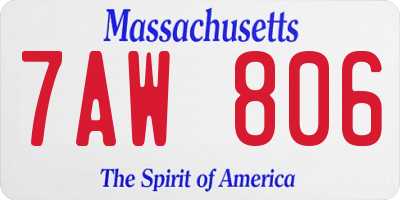 MA license plate 7AW806