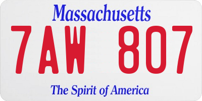 MA license plate 7AW807