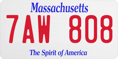 MA license plate 7AW808